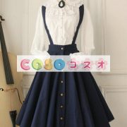 ロングスカート　ロリィタスカート　サロペットスカート　ボタンデザイン　コットン ―Lolita0067 2