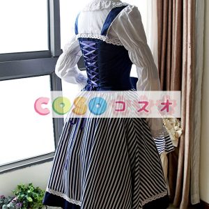 ロリータ服　ワンピース　ストライプ　ジャンパースカート　コットン　パンク　編み上げ　カジュアル　 ―Lolita0069