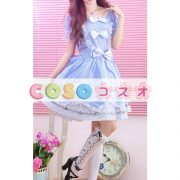 ロリータ服　ワンピース　単色　ドレス　ポリエステル　スィート　半袖　Uネック　リボン　カジュアル　 ―Lolita0077 2