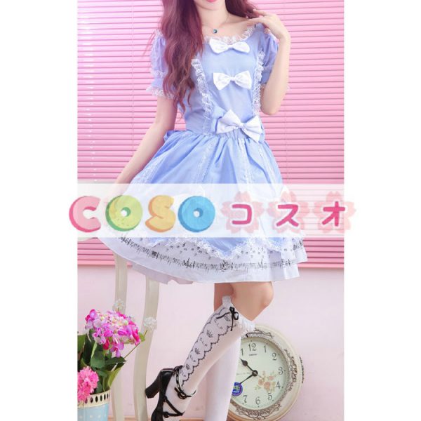 ロリータ服　ワンピース　単色　ドレス　ポリエステル　スィート　半袖　Uネック　リボン　カジュアル　 ―Lolita0077