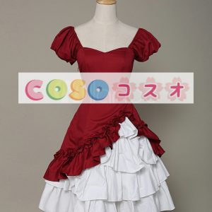 ロリータ服　ワンピース　ワインレッド　ドレス　コットン　スィート　カジュアル　 ―Lolita0086