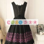 ロリータジャンパースカート　ブラック　カスケードフリル　ゴシック　コットン　 ―Lolita0092 2