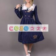 ロリータ服　ワンピース　ストライプ　ドレス　コットン　スィート　ボタン　カジュアル　 ―Lolita0099 2