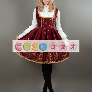 ロリータジャンパースカート　編み上げ　可愛い　ベルベット　 ―Lolita0115