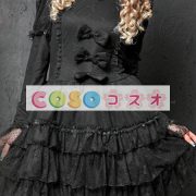 ロリータワンピース，ブラック　ティアド　ロングスリーブ　パンク　リボン ―Lolita0135 2
