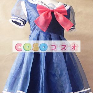 ロリータ服　ワンピース　チュニック　ドレス　オーガンザ　可愛い　半袖　折り襟　リボン　パーティー　 ―Lolita0143