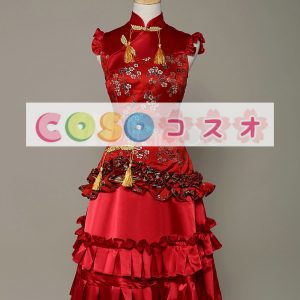 ロリータ服　ワンピース　レッド　ドレス　コットン　スィート　カジュアル　 ―Lolita0150