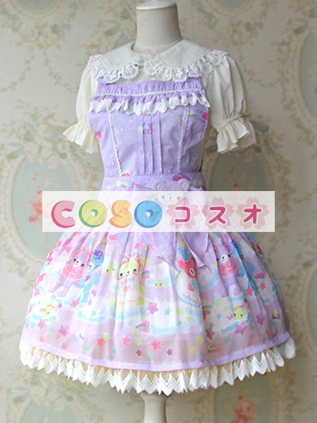 ロリータジャンパースカート　リボン　スィート　シフォン　 ―Lolita0157