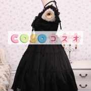 ブラック　コットン　ジャンパースカート　レーストリム　レースアップ　ロリィタ服 ―Lolita0170 2