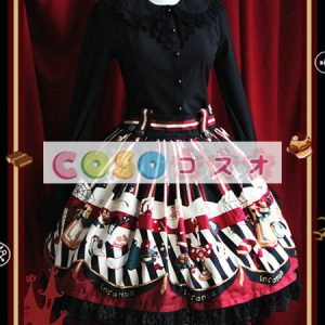 ロリータ服，全２色　スカート　スィート　プリント柄　高品質　レース付き ―Lolita0185