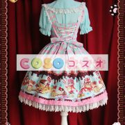 ジャンパースカート，クリーム猫　ピンク・ブラウン　リボン　可愛い ―Lolita0192 2