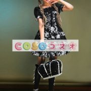 ロリータ服，ワンピース　全２色　スクエアネック　リボン　半袖　姫様風 ―Lolita0193 2