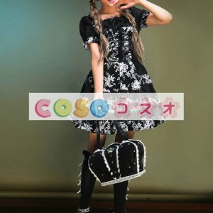 ロリータ服，ワンピース　全２色　スクエアネック　リボン　半袖　姫様風 ―Lolita0193