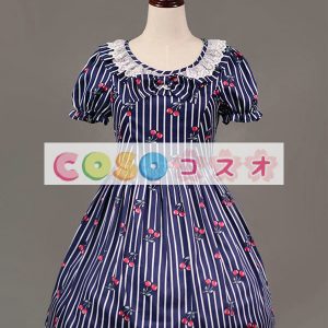 ロリータ服　ワンピース　プリント　ドレス　コットン　スィート　リボン　カジュアル　 ―Lolita0206