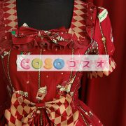 ロリータワンピース,レッド スクエアネック ショートスリーブ クラシック&トラディション ―Lolita0222 2 ロリータワンピース,レッド スクエアネック ショートスリーブ クラシック&トラディション ―Lolita0222 2