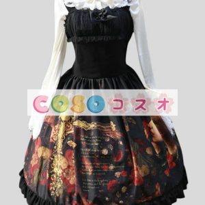 ロリータ服　ジャンパースカート　ブラック　肩紐調節可能 ―Lolita0240