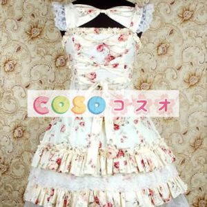 かわいいノースリーブ コットン ベージュ ロリータ ドレス ―Lolita0243