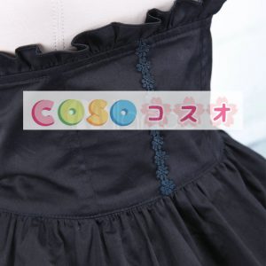 ロリータスカート，ブラック　ラッフル　ゴシック　コットン　ティアド ―Lolita0267