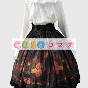ロリータ服　スカート　ブラック　ハイウエスト　 ―Lolita0279