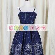 ロリィタジャンパースカート　ディープブルー  プリント柄　レース ―Lolita0284 2