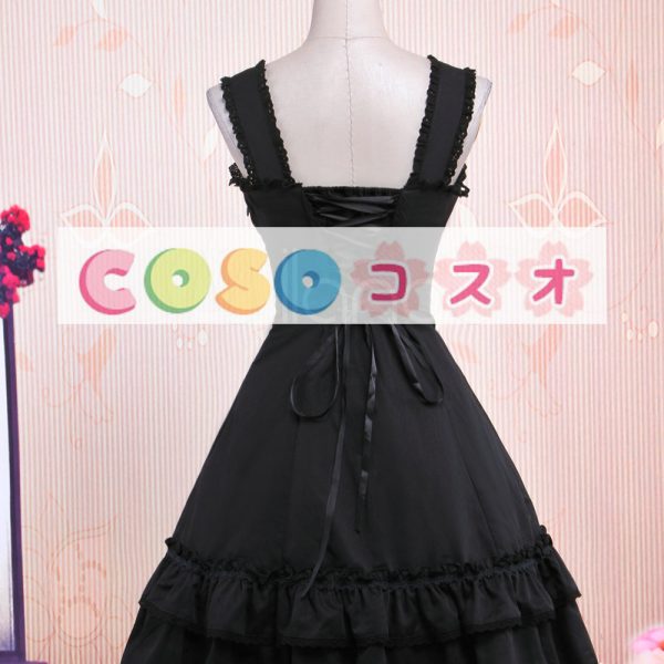 ロリータジャンパースカート，ブラック　レース　ティアド　クラシック＆トラディション　コットン　 ―Lolita0314