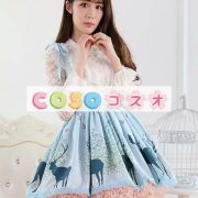 ロリータ服　スカート　ブルー　スィート　プリント　レース　動物　新作 ―Lolita0348 2