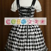 ロリータ服，ジャンパースカート　ブラック×ホワイト　新作　リボン付き　 ―Lolita0354 2