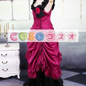 ロリータジャンパースカート，レッド　スイートハートネック　ドレープ　クラシック＆トラディション　サテン　 ―Lolita0363
