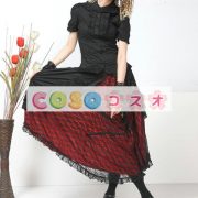 ロリータスカート　レッド＆ホワイト　ラッフル　パンク　綿混紡　アシンメトリー ―Lolita0367 2