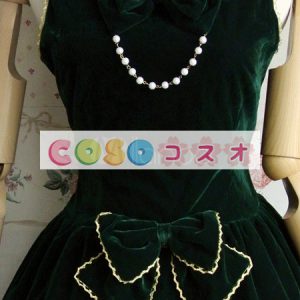 ロリータジャンパースカート　リボン　スィート　韓国ビロード　 ―Lolita0400
