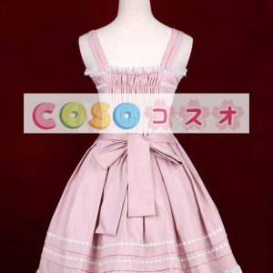 ロリータジャンパースカート，ピンク　女の子らしさ満点　ラッフル　ゴシック　コットン　 ―Lolita0413