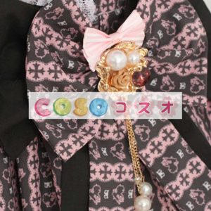 ロリータ服　ワンピース　チョコレート色　半袖　レース付き　リボン付き　 ―Lolita0424