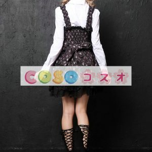 ロリータジャンパースカート，ピンク　ストラップ　パンク　綿混紡　リボン　 ―Lolita0479