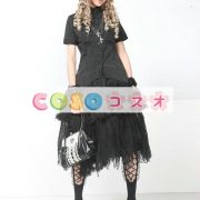 ロリータスカート，ブラック　ティアド　パンク　綿混紡　アシンメトリー ―Lolita0536 2