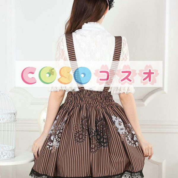 ロリータ服　スカート　ブラウン　スィート　プリント柄　レース　 ―Lolita0553