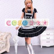 ロリータワンピース，ブラック　スクエアネック　メイド風　ショートスリーブ　可愛い　 ―Lolita0559 2