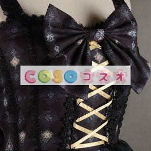 ロリィタジャンパースカート　可愛い　合成繊維　プリント柄　リボン　パーティー　 ―Lolita0581