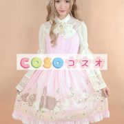 ロリィタジャンパースカート　リボン　可愛い　シフォン　パーティー　プリント柄　 ―Lolita0633 2