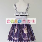 ロリィタジャンパースカート　可愛い　合成繊維　プリント柄　リボン　パーティー　 ―Lolita0669 2