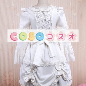 ロリータワンピース，ホワイト　スクエアネック　ティアド　ロングスリーブ　スィート　レース ―Lolita0709
