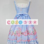 ロリィタジャンパースカート　可愛い　シフォン　プリント柄　リボン　パーティー　 ―Lolita0724 2
