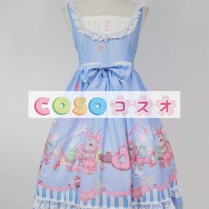 ロリィタジャンパースカート　可愛い　シフォン　プリント柄　リボン　パーティー　 ―Lolita0724