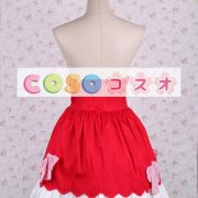 ロリータスカート，レッド　飾りボタン　リボン　スィート　コットン　 ―Lolita0727 2