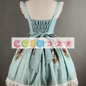 ロリィタジャンパースカート　リボン　可愛い　合成繊維　パーティー　プリント柄　 ―Lolita0733