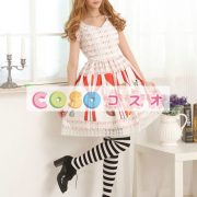 ロリータ服　ワンピース　ホワイト　チュニック　プリント柄　綿混紡　可愛い　半袖　パーティー　 ―Lolita0737 2