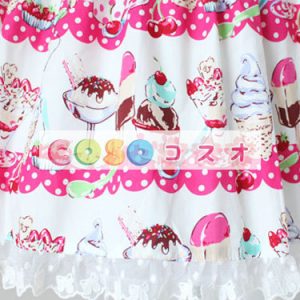 ロリィタスカート　ホワイト　プリント柄　パーティー　可愛い　 ―Lolita0760