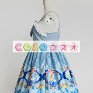 ロリィタジャンパースカート　可愛い　スクエアネック　シフォン　プリント付き　パーティー　 ―Lolita0784