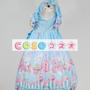 ロリィタジャンパースカート　可愛い　シフォン　プリント柄　リボン　パーティー　 ―Lolita0820