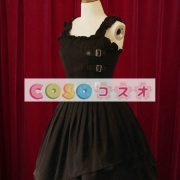 ロリィタジャンパースカート　ブラック　レトロ　コットン　シャーリング　パーティー　 ―Lolita0827 2