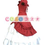ロリィタ服　コットン　スウィート　ドレス　レッド　半袖　カジュアル　リボン　 ―Lolita0848 2